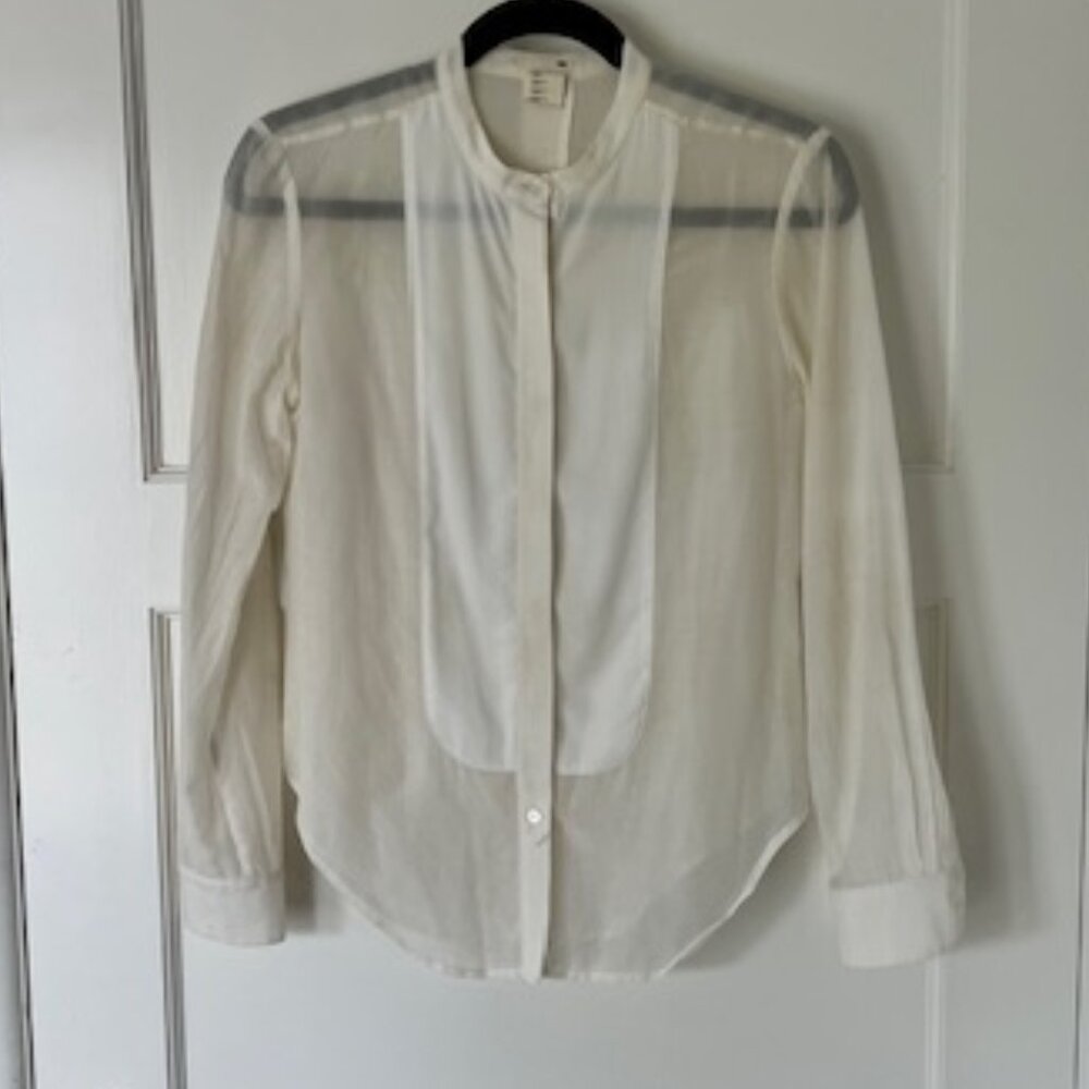 Levi's Sheer White Button Down Blouse Long Sleeve Size Small